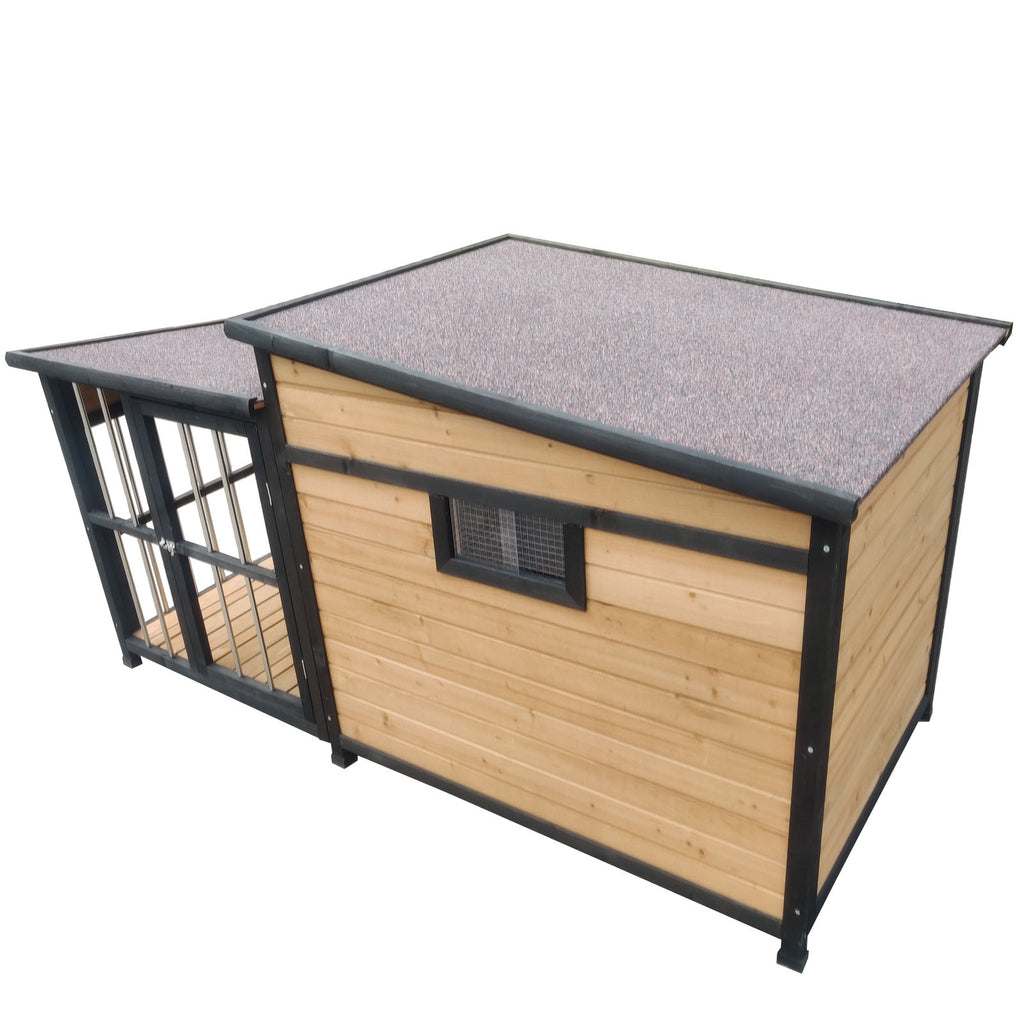 Extra Large Wooden Dog Kennel with Balcony, Door, Storage, Window