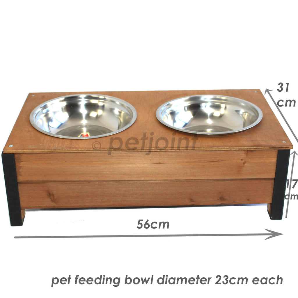 XL Wooden Food Bowl Holder + Two 23cm Extra Large Bowls - PetJoint
