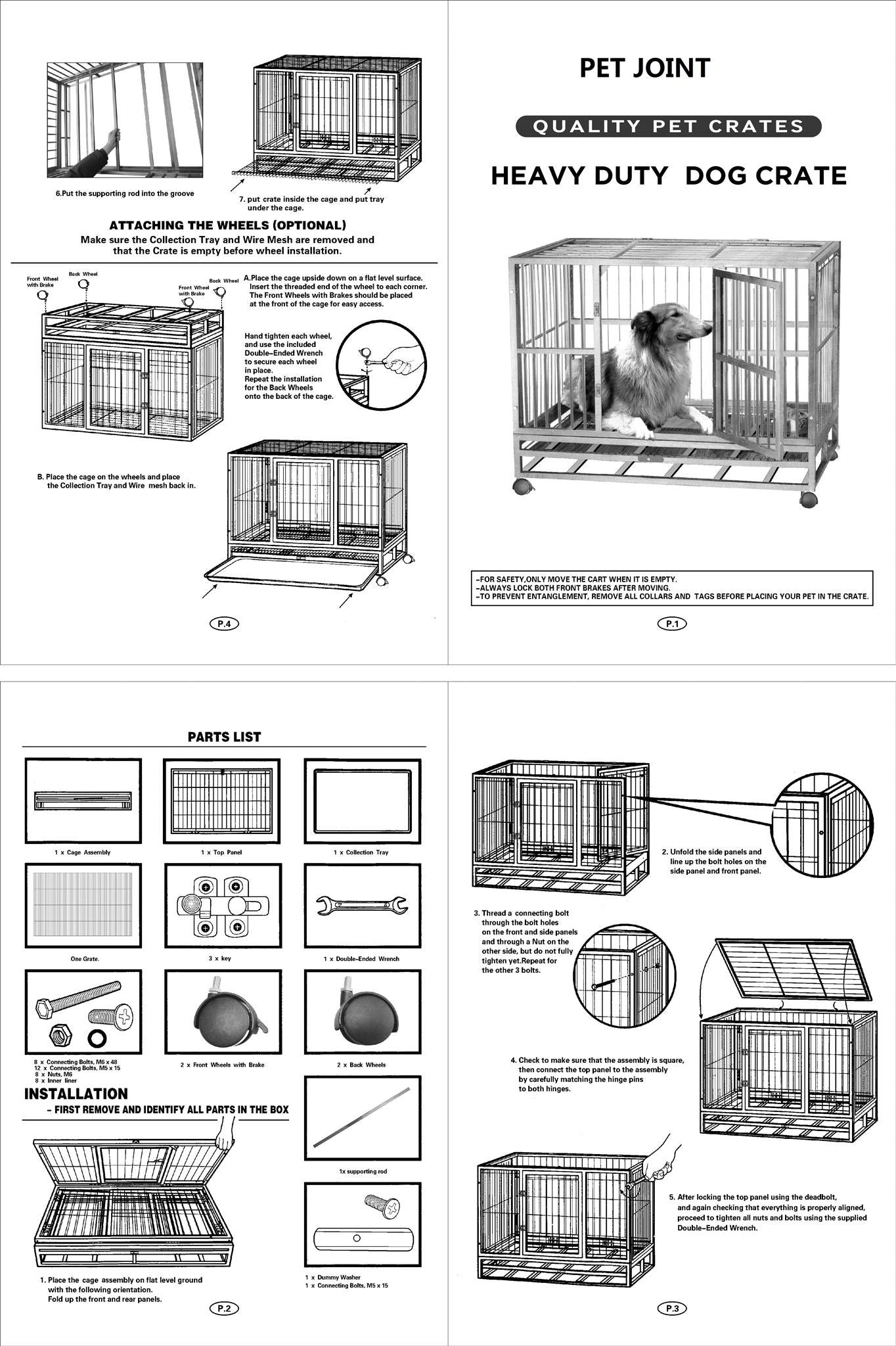 HeavyDuty Metal Pet Crate + Waterproof Polyester Cover – Dog Cat House ...