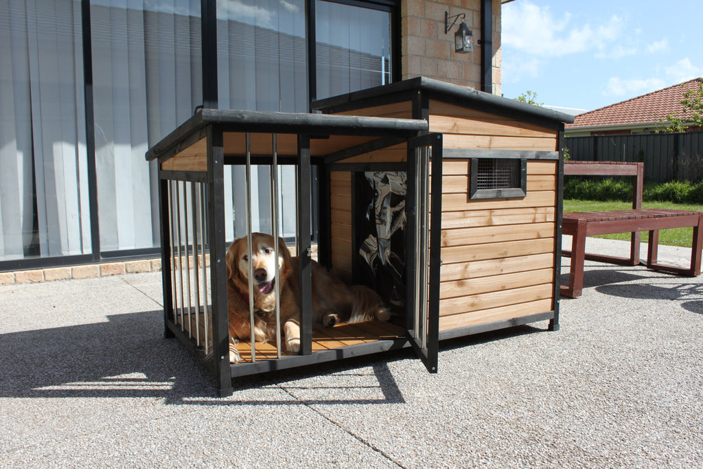 Pet Dog Kennel House with Veranda Balcony Shade Cover