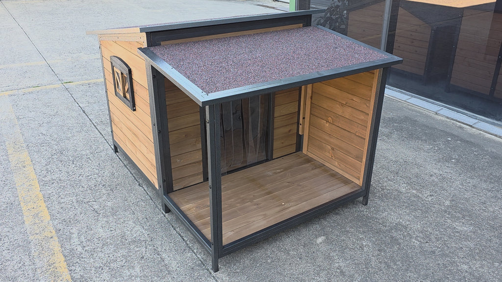 Video of metal frame dog kennel with balcony in melbourne