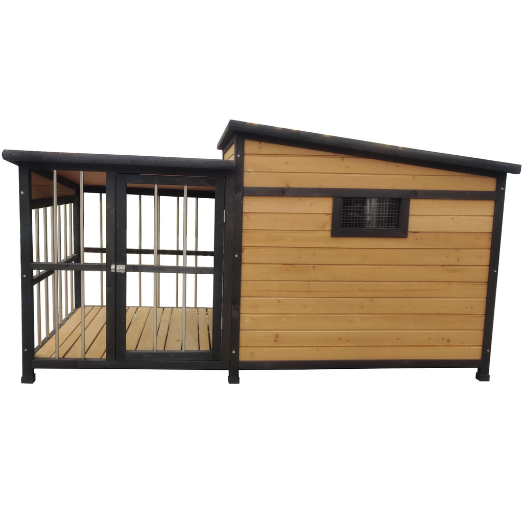 Extra Large Wooden Dog Kennel with Balcony, Door, Storage, Window PetJoint