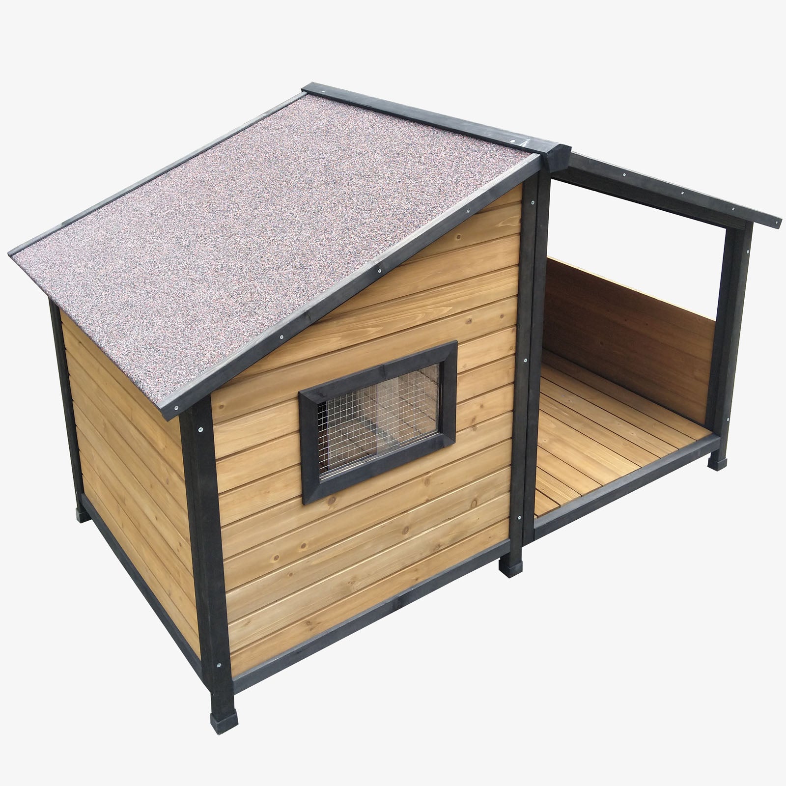 Large Dog House With Balcony Outdoor Pet Kennel Border Collie – Petjoint