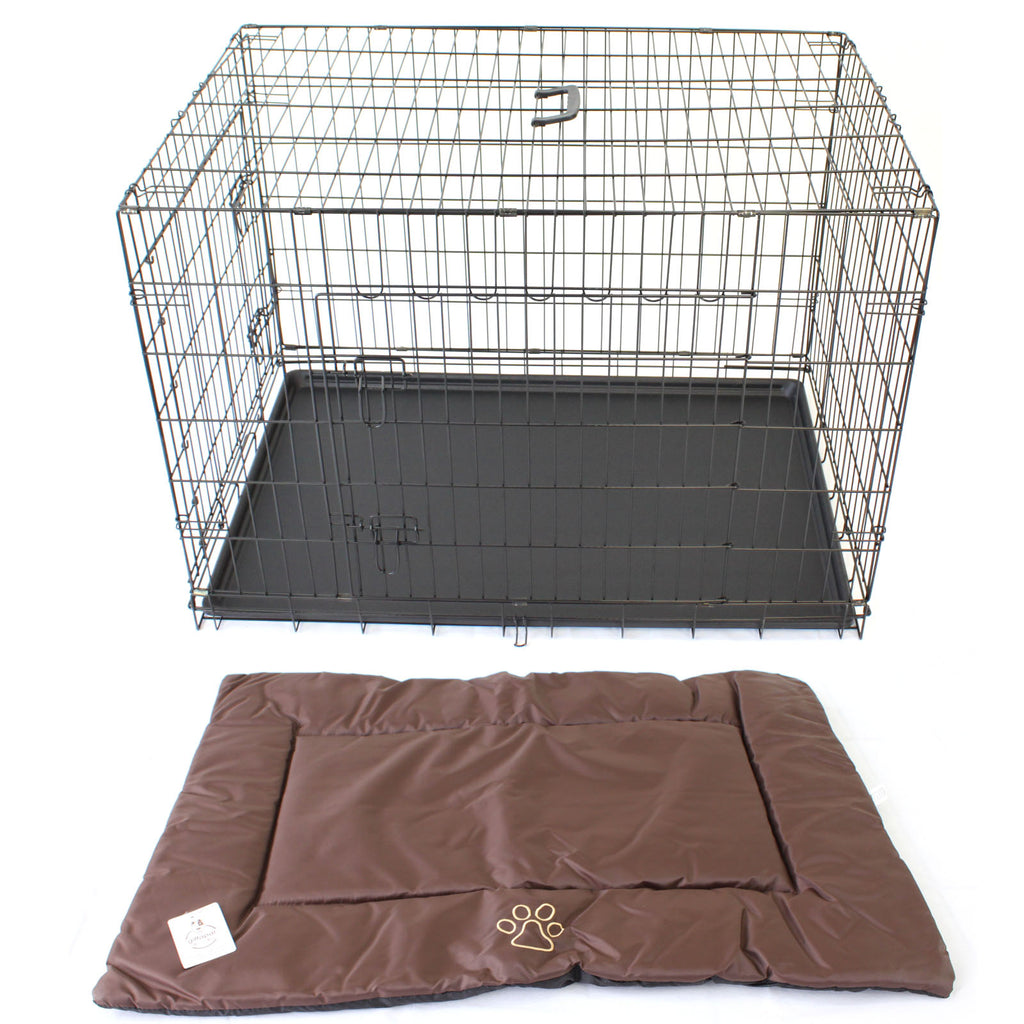 Pet Crate + Brown Waterproof Mat - Puppy Dog Cat Rabbit Hamster Kennel - PetJoint