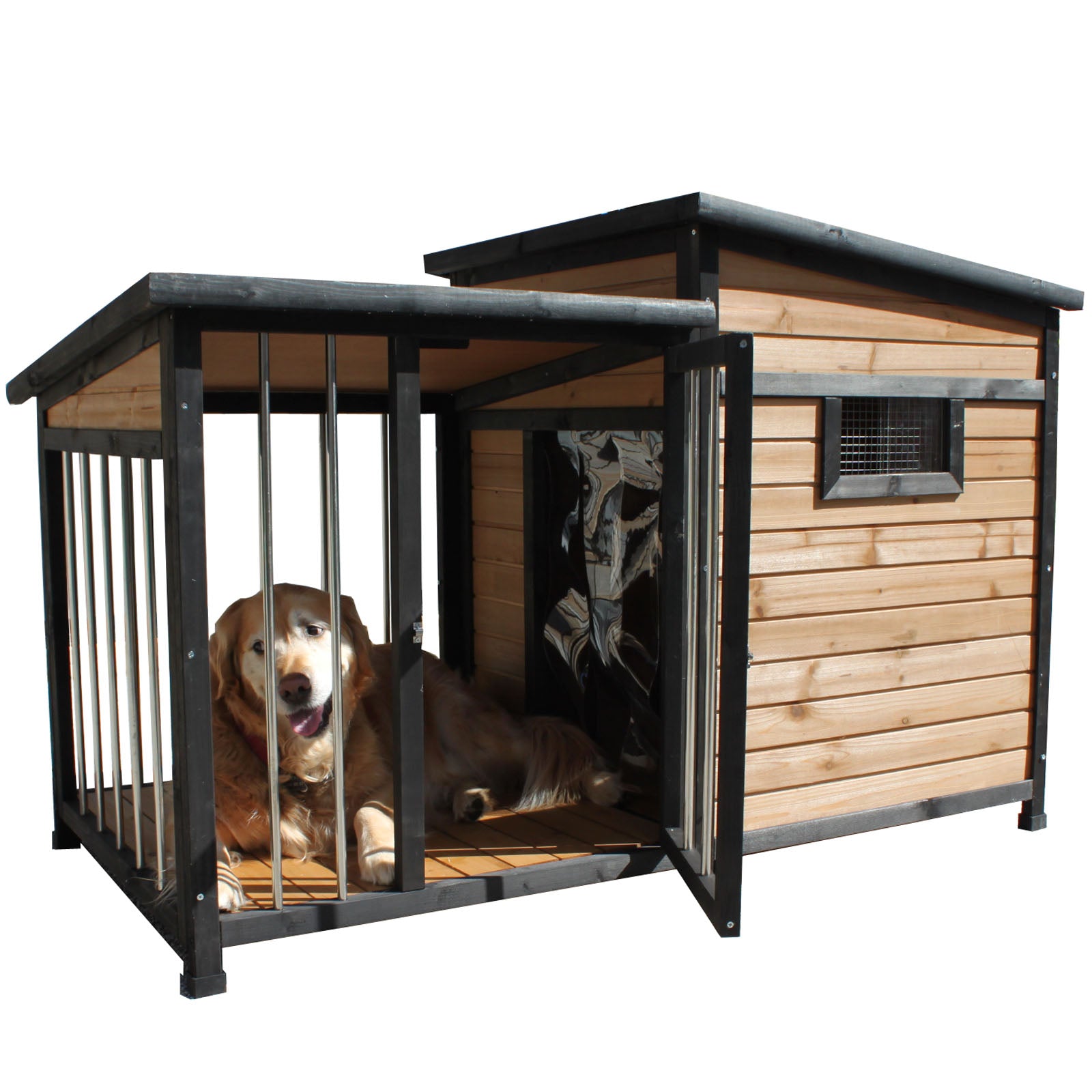 Large Wooden Dog Kennel Crate Door Lock, In-built Storage, Window