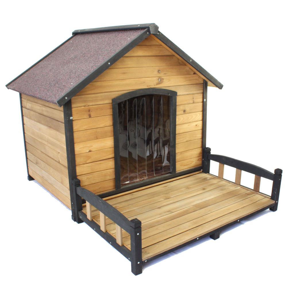 Dog Kennel House Extra Large + Veranda Wooden Pet Puppy Labrador Home - PetJoint