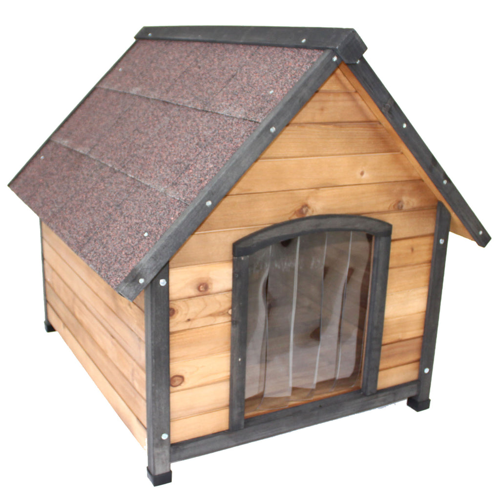 Large Wooden Dog House Kennel Indoor Outdoor Puppy Pet Home Peak Roof - PetJoint