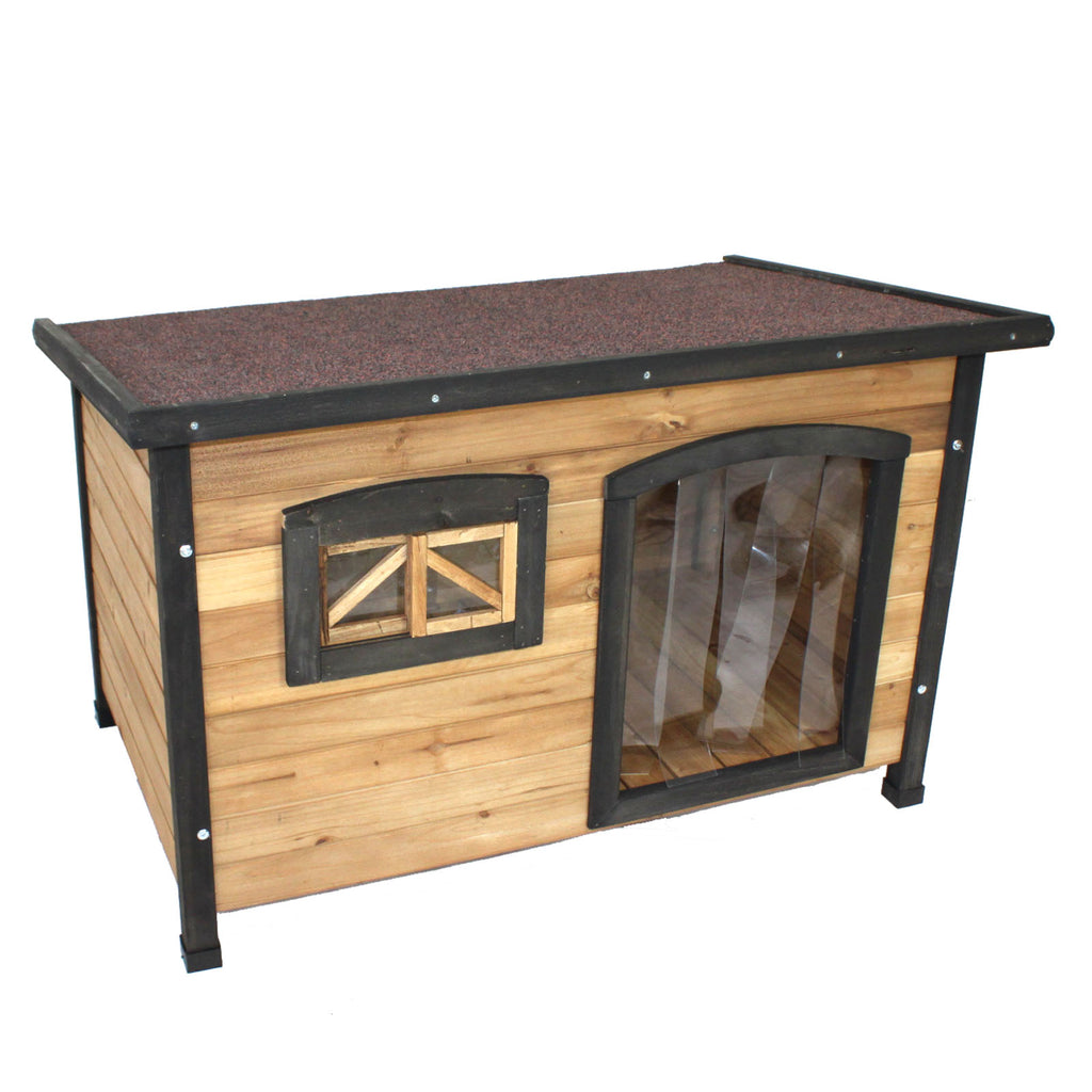 Dog Kennel Flat Roof Medium Wooden Pet House Home - Indoor / Outdoor - PetJoint
