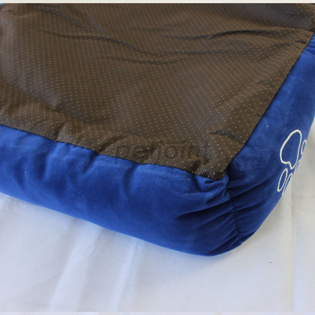 Pet Dog Cat Bed Home - Soft Cushion Mat - Faux Suede Fleece - Blue - PetJoint