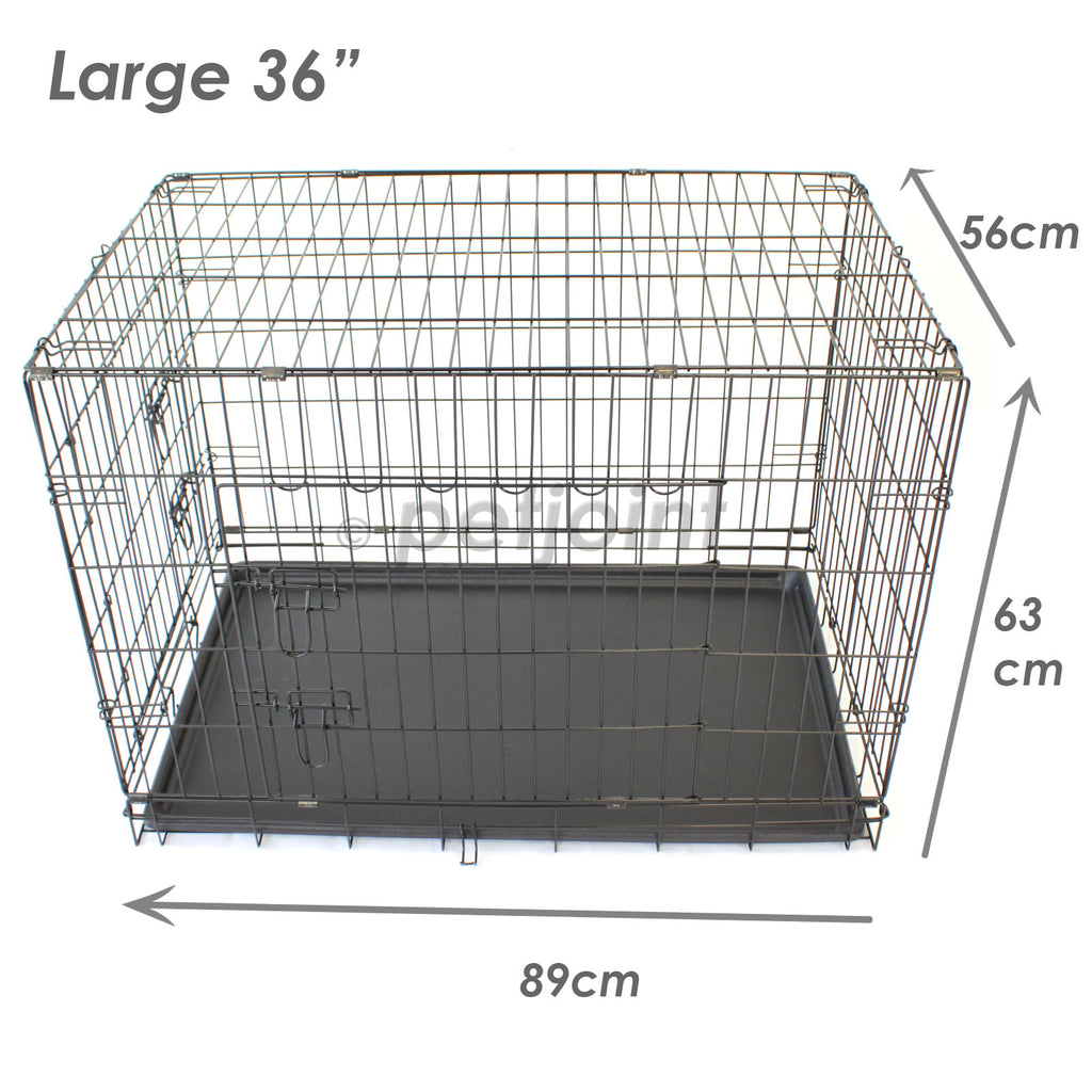 36" Large Dog Crate Metal Cage Kennel House Training Puppy Cat Rabbit - PetJoint