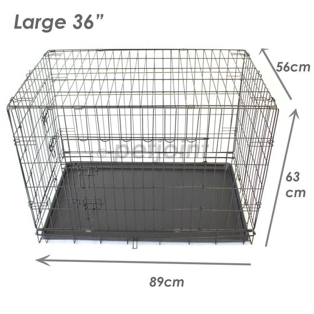 Metal Dog Crate + Waterproof Cover -Kitten Cat Rabbit Hamster Pet Cage - PetJoint