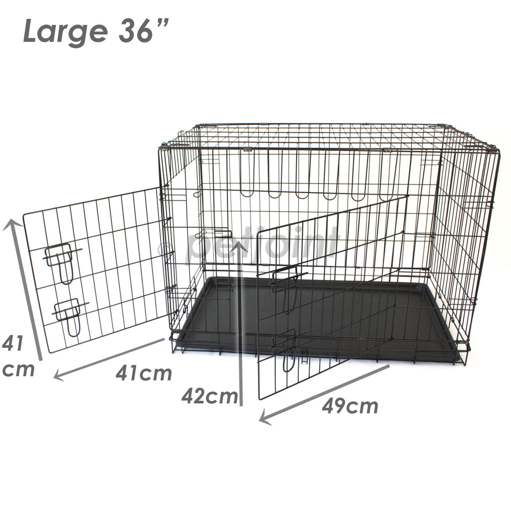 36" Large Dog Crate Metal Cage Kennel House Training Puppy Cat Rabbit - PetJoint