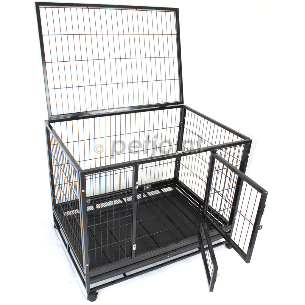 HeavyDuty Metal Pet Crate + Waterproof Polyester Cover – Dog Cat House - PetJoint