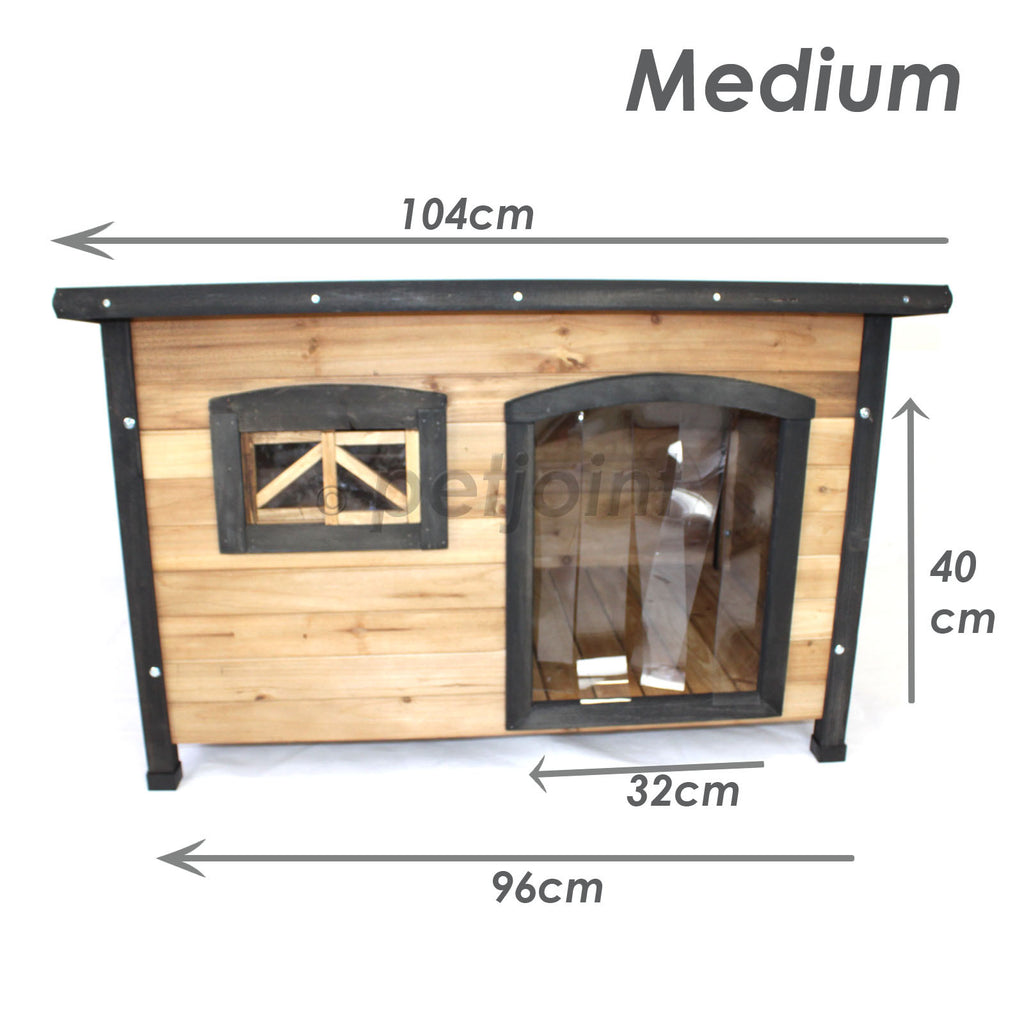 Dog Kennel Flat Roof Medium Wooden Pet House Home - Indoor / Outdoor - PetJoint