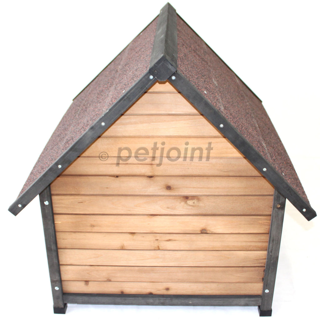 Large Wooden Dog House Kennel Indoor Outdoor Puppy Pet Home Peak Roof - PetJoint