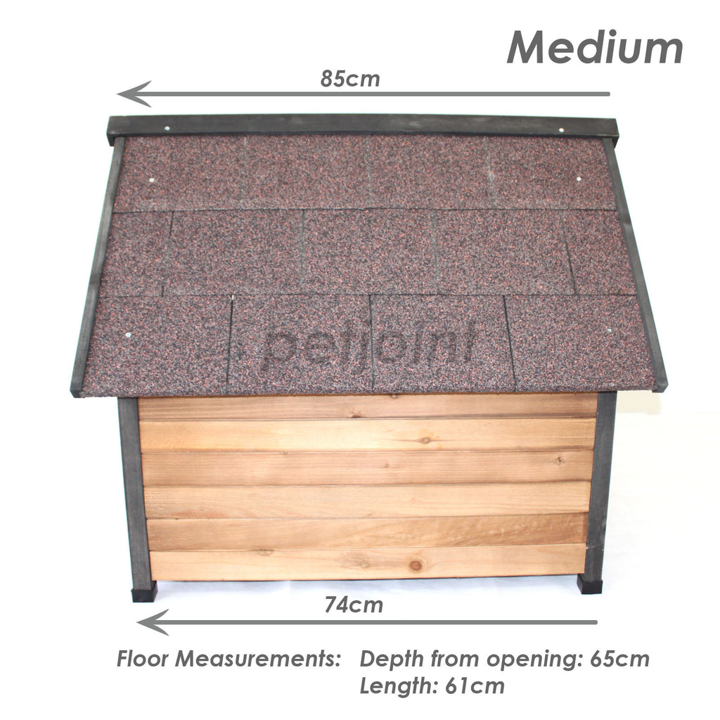 Wooden Pet Dog House Medium Kennel Indoor Outdoor Puppy Home Peak Roof - PetJoint