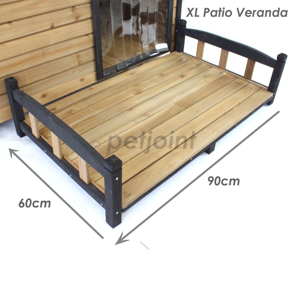 Wooden Patio Verandah Run for XL Peak Roof Wooden Kennel - PetJoint