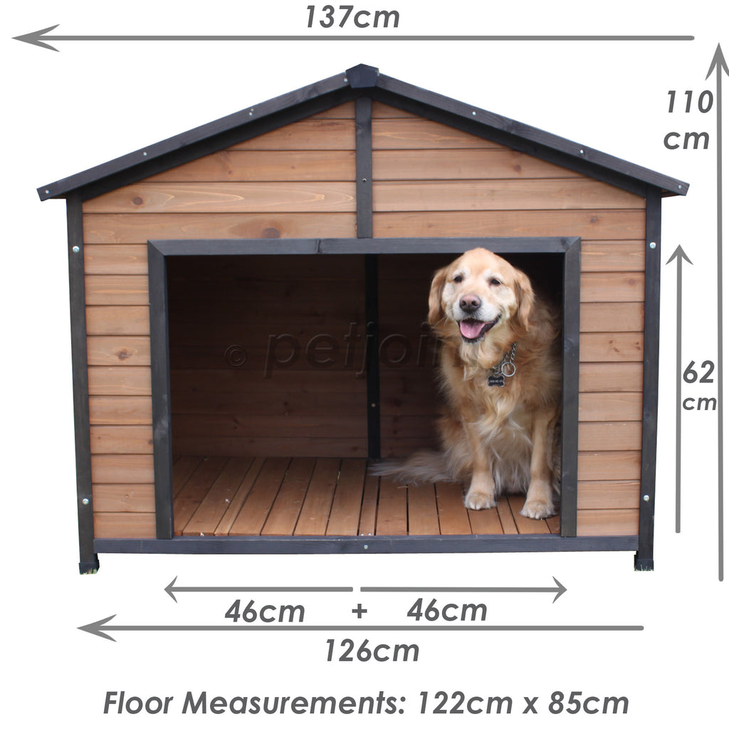 XXL Double Dog Twin Door Extra Large Two Pet Kennel Wooden House - PetJoint